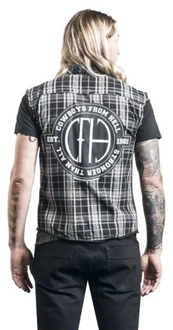 "Cowboys From Hell" Short-sleeved Shirt Black-grey By Pantera 11 "Cowboys From Hell" Short-sleeved Shirt Black-grey By Pantera -Men Fashion Clothing Store 496196wb