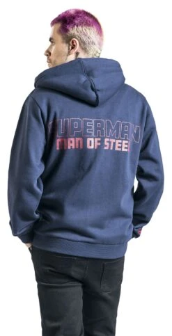 "Man Of Steel" Hooded Zip Dark Blue By Superman -Men Fashion Clothing Store 499581wb