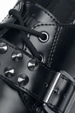 "Black Lace-Up Shoes With Studded Buckles" Lace-up Shoe Black By Gothicana By EMP 14 "Black Lace-Up Shoes With Studded Buckles" Lace-up Shoe Black By Gothicana By EMP -Men Fashion Clothing Store 499953d