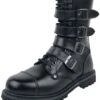 "Black Boots With Lacing And Buckles" Boot Black By Gothicana By EMP