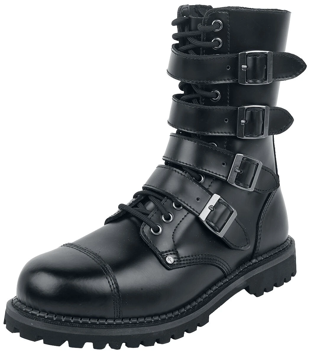 "Black Boots With Lacing And Buckles" Boot Black By Gothicana By EMP 3 "Black Boots With Lacing And Buckles" Boot Black By Gothicana By EMP