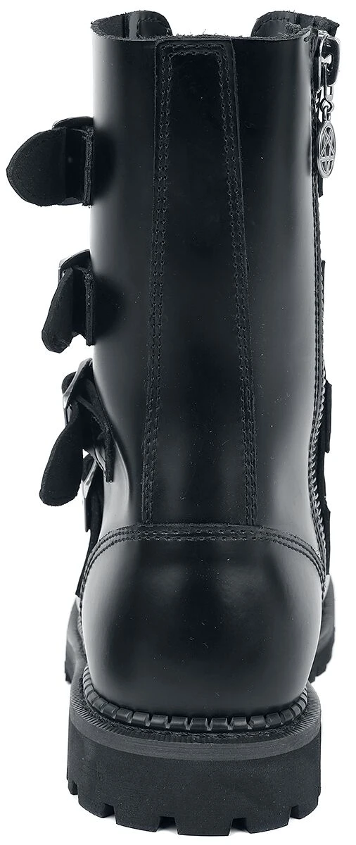 "Black Boots With Lacing And Buckles" Boot Black By Gothicana By EMP 4 "Black Boots With Lacing And Buckles" Boot Black By Gothicana By EMP - Image 2