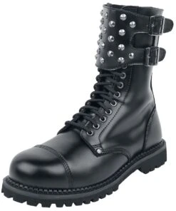 "Black Boots With Studded Buckles" Boot Black By Gothicana By EMP