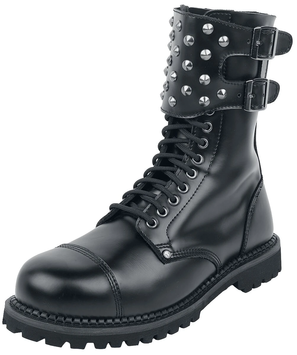 "Black Boots With Studded Buckles" Boot Black By Gothicana By EMP 3 "Black Boots With Studded Buckles" Boot Black By Gothicana By EMP