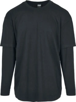 "Oversized Shaped Double Layer LS Tee" Long-sleeve Shirt Black-black By Urban Classics