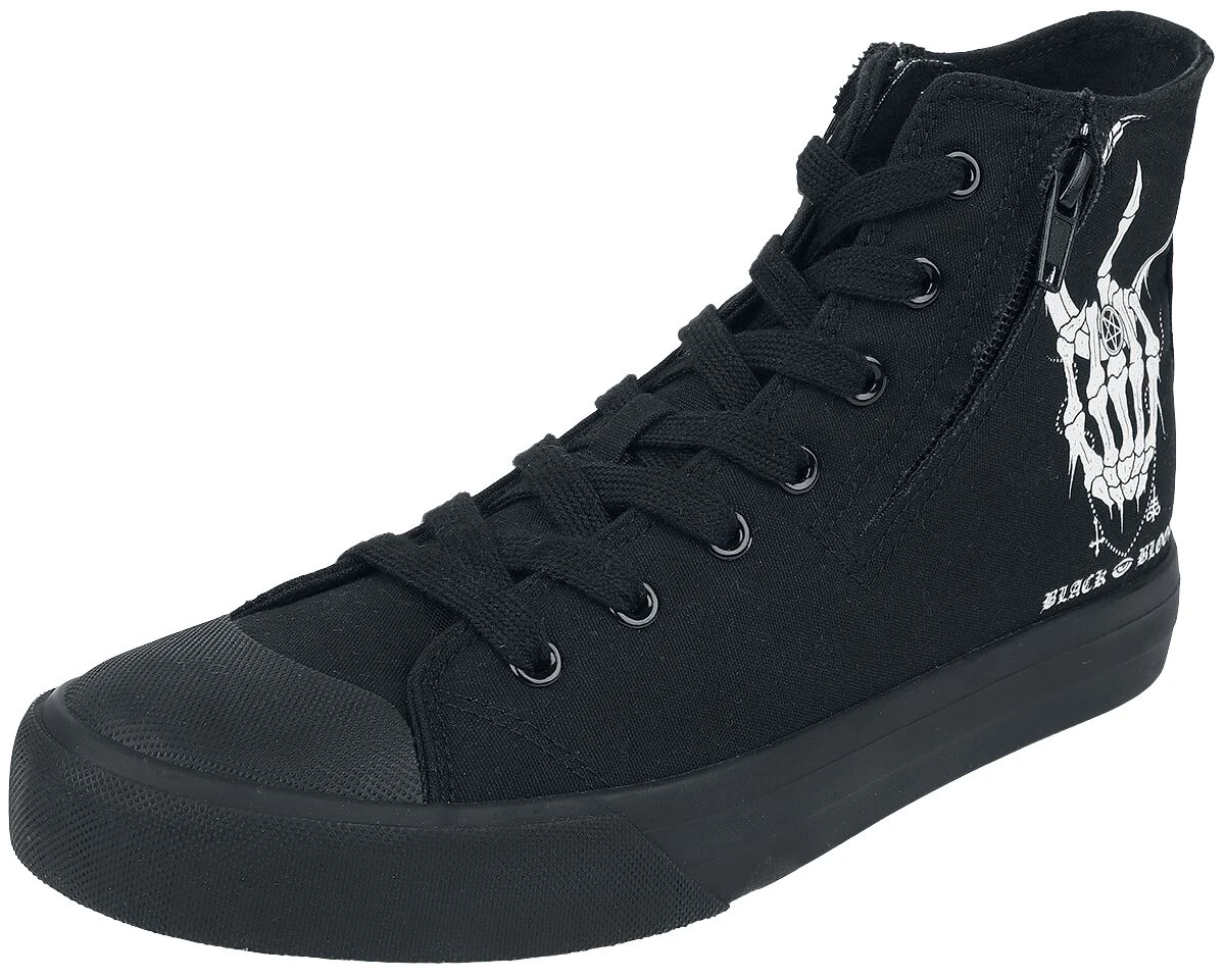 "Sneakers With Skeleton Hand" Sneakers High Black By Black Blood By Gothicana 3 "Sneakers With Skeleton Hand" Sneakers High Black By Black Blood By Gothicana
