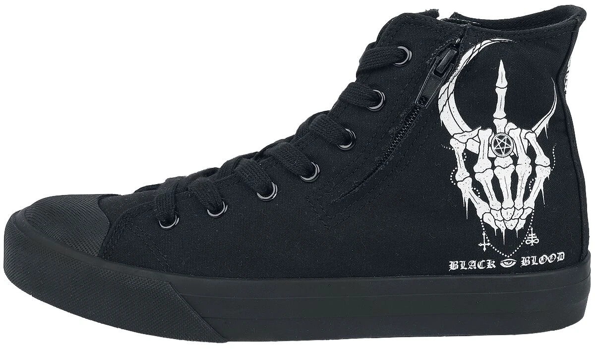 "Sneakers With Skeleton Hand" Sneakers High Black By Black Blood By Gothicana 6 "Sneakers With Skeleton Hand" Sneakers High Black By Black Blood By Gothicana - Image 4