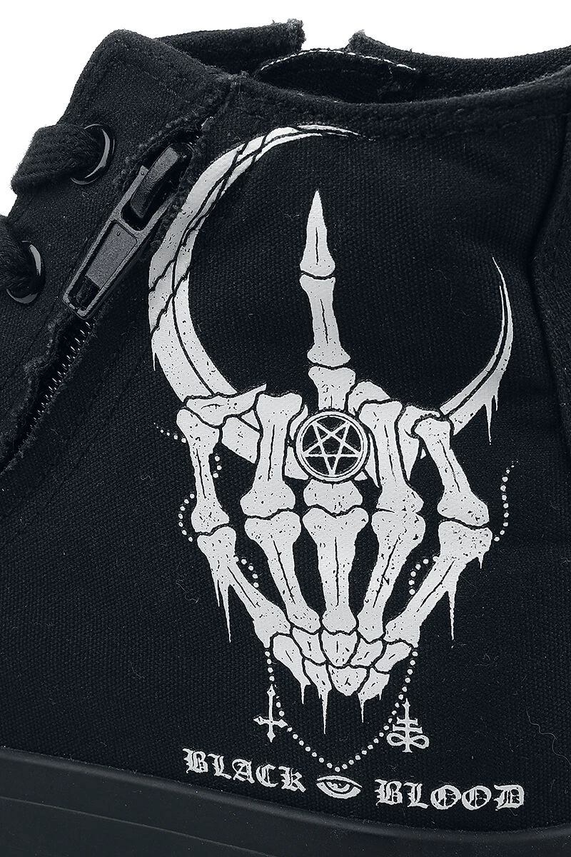 "Sneakers With Skeleton Hand" Sneakers High Black By Black Blood By Gothicana 9 "Sneakers With Skeleton Hand" Sneakers High Black By Black Blood By Gothicana - Image 7