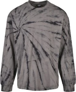 "Boxy Tye Dye LS" Long-sleeve Shirt Black-grey By Urban Classics