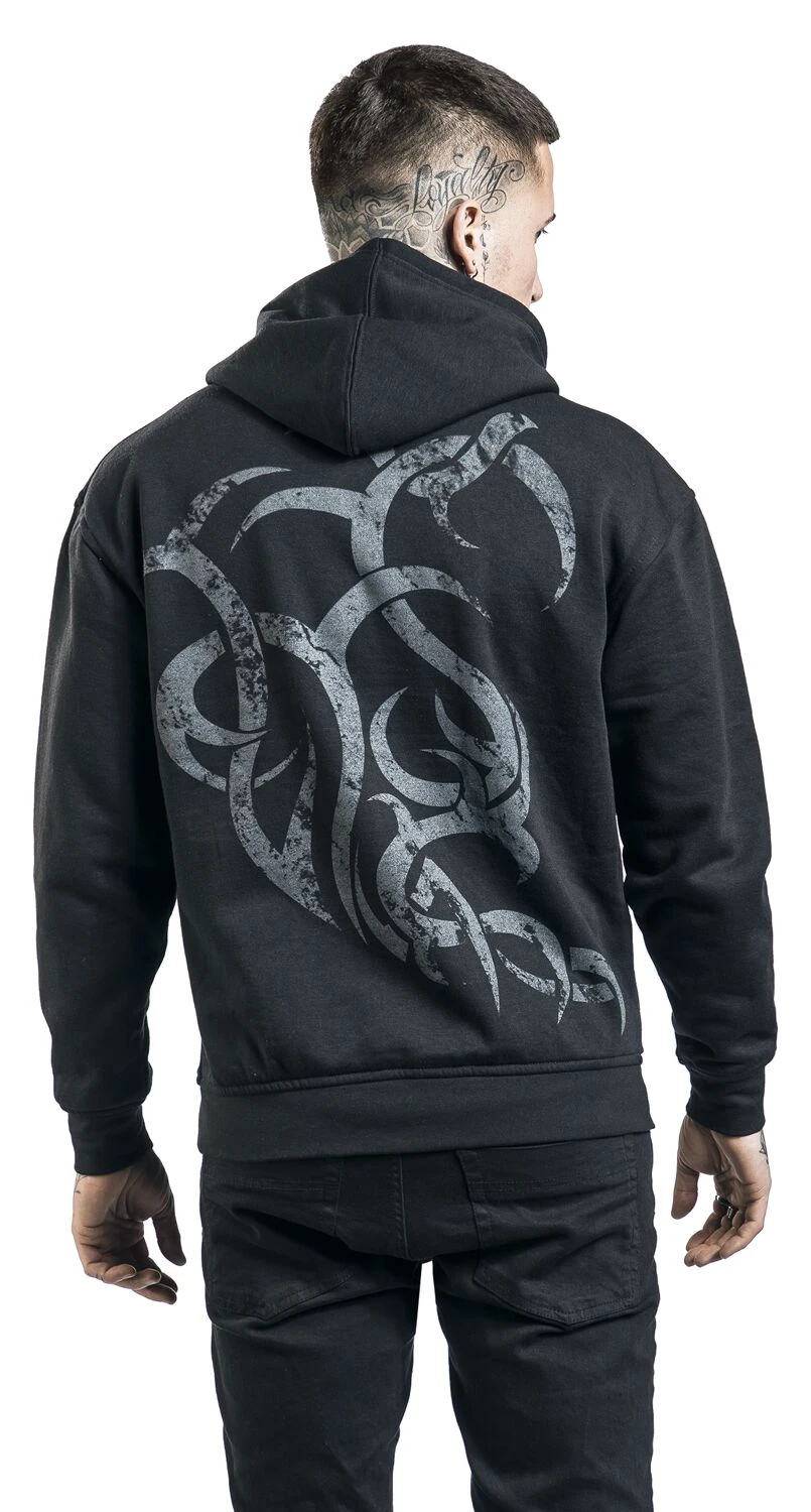 "Stone Flames" Hooded Zip Black By Outer Vision 7 "Stone Flames" Hooded Zip Black By Outer Vision - Image 5