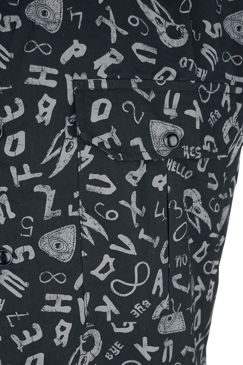 "Short Sleeve Shirt With Symbols" Short-sleeved Shirt Black By Gothicana By EMP 5 "Short Sleeve Shirt With Symbols" Short-sleeved Shirt Black By Gothicana By EMP - Image 3