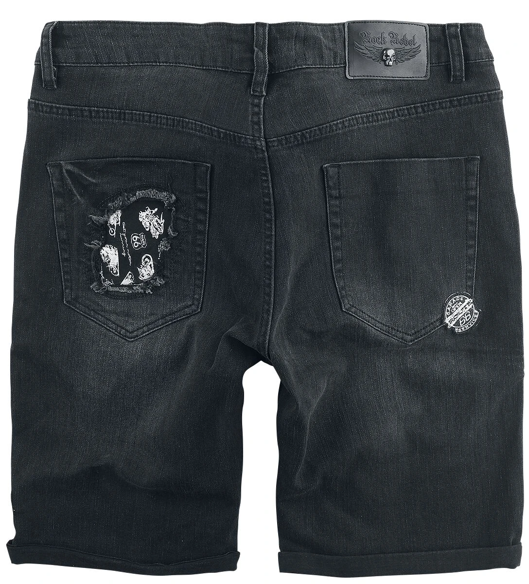 "Rock Rebel X Route 66 - Black Shorts With Distressed Details" Shorts Black By Rock Rebel By EMP 4 "Rock Rebel X Route 66 - Black Shorts With Distressed Details" Shorts Black By Rock Rebel By EMP - Image 2