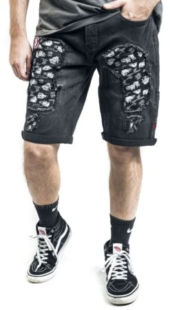 "Rock Rebel X Route 66 - Black Shorts With Distressed Details" Shorts Black By Rock Rebel By EMP 11 "Rock Rebel X Route 66 - Black Shorts With Distressed Details" Shorts Black By Rock Rebel By EMP -Men Fashion Clothing Store 510901wa