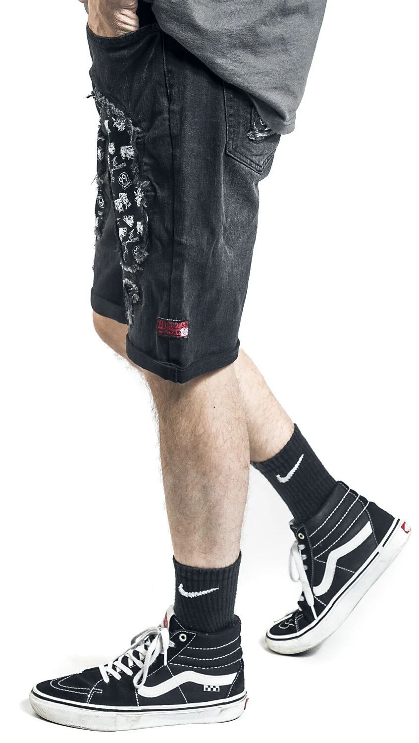 "Rock Rebel X Route 66 - Black Shorts With Distressed Details" Shorts Black By Rock Rebel By EMP 7 "Rock Rebel X Route 66 - Black Shorts With Distressed Details" Shorts Black By Rock Rebel By EMP - Image 5