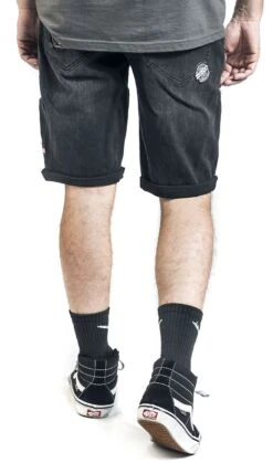 "Rock Rebel X Route 66 - Black Shorts With Distressed Details" Shorts Black By Rock Rebel By EMP 13 "Rock Rebel X Route 66 - Black Shorts With Distressed Details" Shorts Black By Rock Rebel By EMP -Men Fashion Clothing Store 510901wb