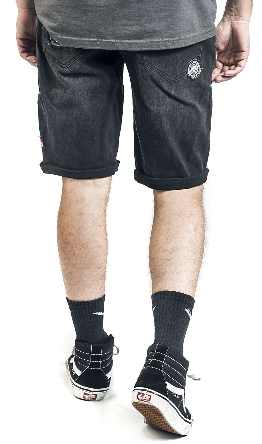 "Rock Rebel X Route 66 - Black Shorts With Distressed Details" Shorts Black By Rock Rebel By EMP 8 "Rock Rebel X Route 66 - Black Shorts With Distressed Details" Shorts Black By Rock Rebel By EMP - Image 6