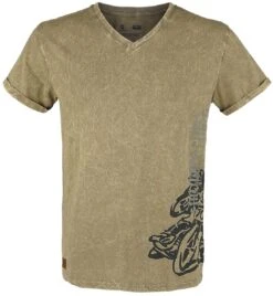 "Rock Rebel X Route 66 - Green T-Shirt With Wash And Print" T-Shirt Olive By Rock Rebel By EMP