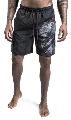 "Swim Shorts With Print" Swim Shorts Black By Black Premium By EMP -Men Fashion Clothing Store 511380wa