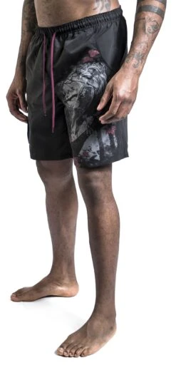 "Swim Shorts With Print" Swim Shorts Black By Black Premium By EMP -Men Fashion Clothing Store 511380wa2