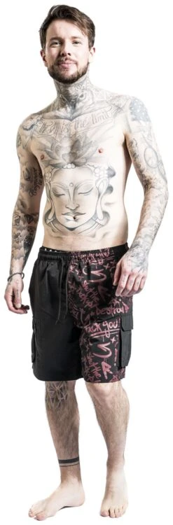 "Swimshorts With Print" Swim Shorts Black-red By RED By EMP -Men Fashion Clothing Store 511479wa