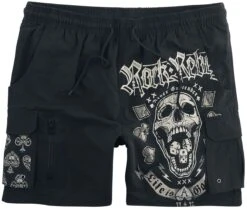 "Swimshorts Wit Skull Print" Swim Shorts Black By Rock Rebel By EMP