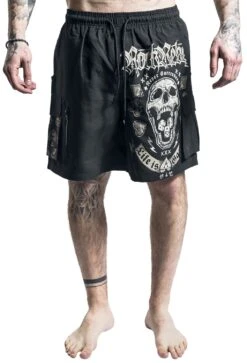 "Swimshorts Wit Skull Print" Swim Shorts Black By Rock Rebel By EMP -Men Fashion Clothing Store 511493wa
