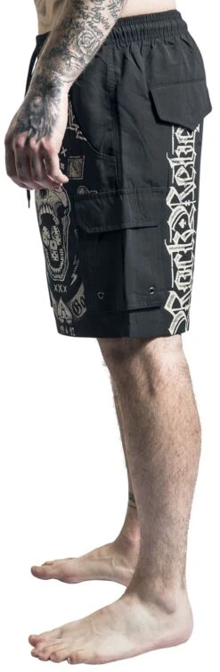 "Swimshorts Wit Skull Print" Swim Shorts Black By Rock Rebel By EMP -Men Fashion Clothing Store 511493wa2
