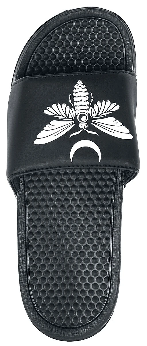 "EMP Sandals With Moth And Crescent Moon Print" Sandal Black By Gothicana By EMP 6 "EMP Sandals With Moth And Crescent Moon Print" Sandal Black By Gothicana By EMP - Image 4