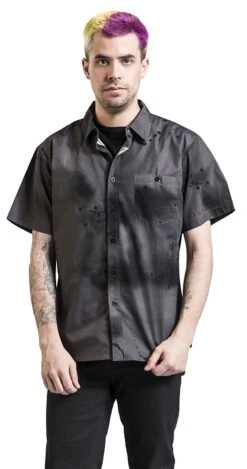 "Short-sleeved Shirt With Airbrush Effect" Short-sleeved Shirt Grey By RED By EMP -Men Fashion Clothing Store 512426wa