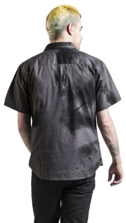 "Short-sleeved Shirt With Airbrush Effect" Short-sleeved Shirt Grey By RED By EMP -Men Fashion Clothing Store 512426wb