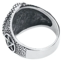 "Snake Pentagram" Ring Silver-coloured By EtNox Hard And Heavy 9 "Snake Pentagram" Ring Silver-coloured By EtNox Hard And Heavy -Men Fashion Clothing Store 515679b
