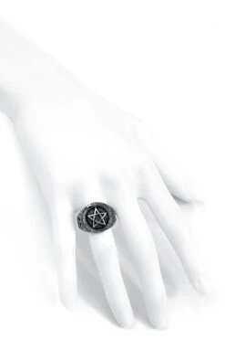 "Snake Pentagram" Ring Silver-coloured By EtNox Hard And Heavy 10 "Snake Pentagram" Ring Silver-coloured By EtNox Hard And Heavy -Men Fashion Clothing Store 515679c