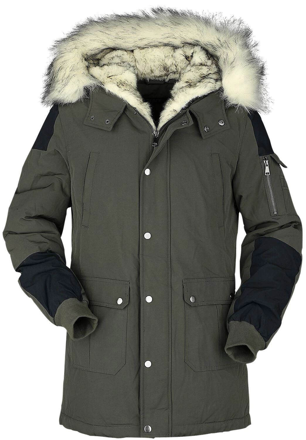 "Casual Winter Jacket With Faux-fur Collar" Winter Jacket Olive By Black Premium By EMP 3 "Casual Winter Jacket With Faux-fur Collar" Winter Jacket Olive By Black Premium By EMP