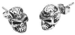 "Tattoo Skull" Earring Set Silver-coloured By EtNox