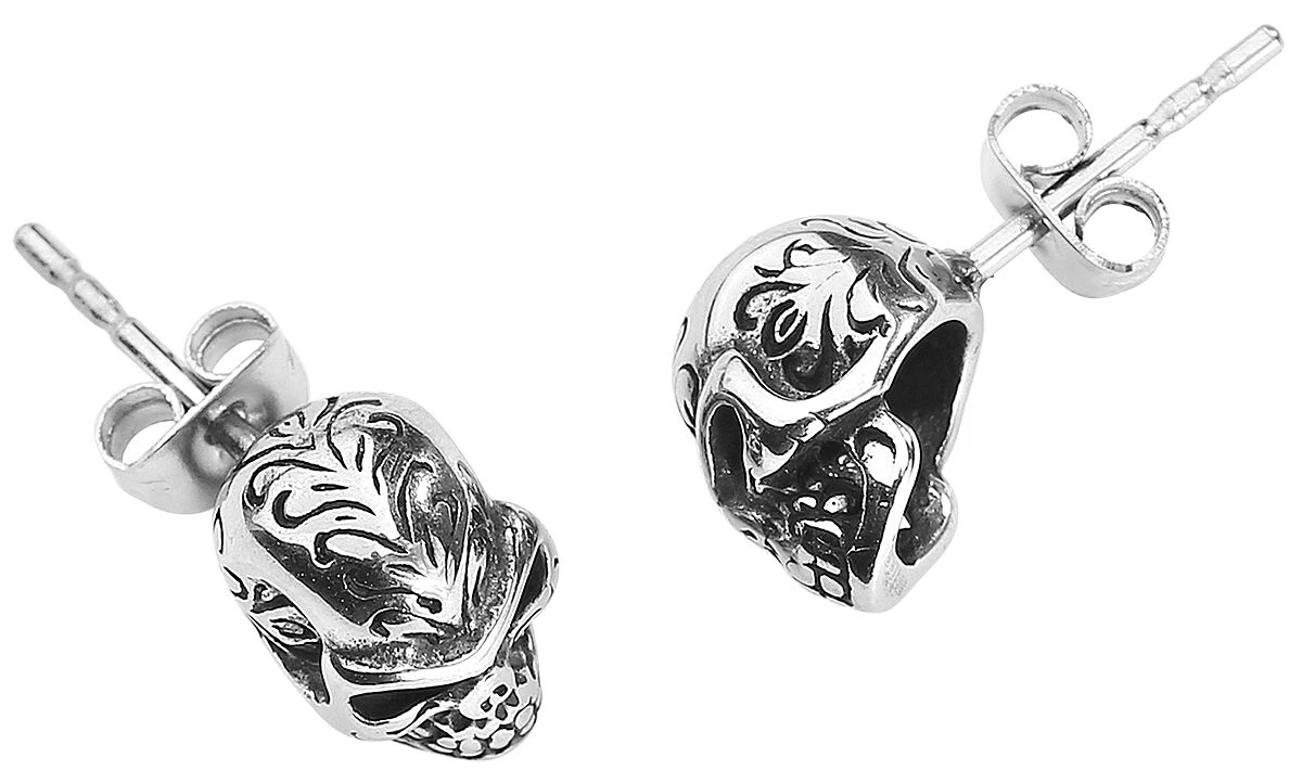 "Tattoo Skull" Earring Set Silver-coloured By EtNox 4 "Tattoo Skull" Earring Set Silver-coloured By EtNox - Image 2