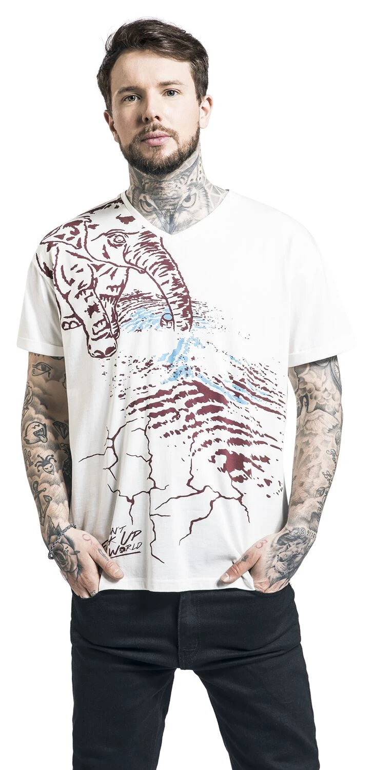 "Don't Fuck Up The World - White T-shirt With Print" T-Shirt White By EMP Special Collection 8 "Don't Fuck Up The World - White T-shirt With Print" T-Shirt White By EMP Special Collection - Image 6