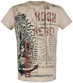 "T-shirt With Skull Print And Slogan" T-Shirt Beige By Rock Rebel By EMP