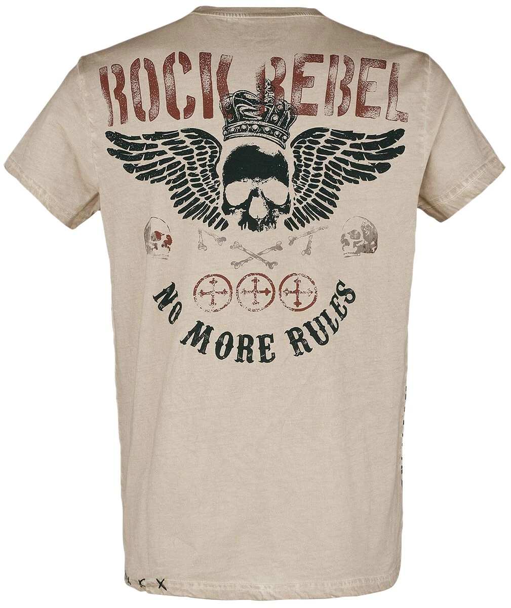 "T-shirt With Skull Print And Slogan" T-Shirt Beige By Rock Rebel By EMP 4 "T-shirt With Skull Print And Slogan" T-Shirt Beige By Rock Rebel By EMP - Image 2
