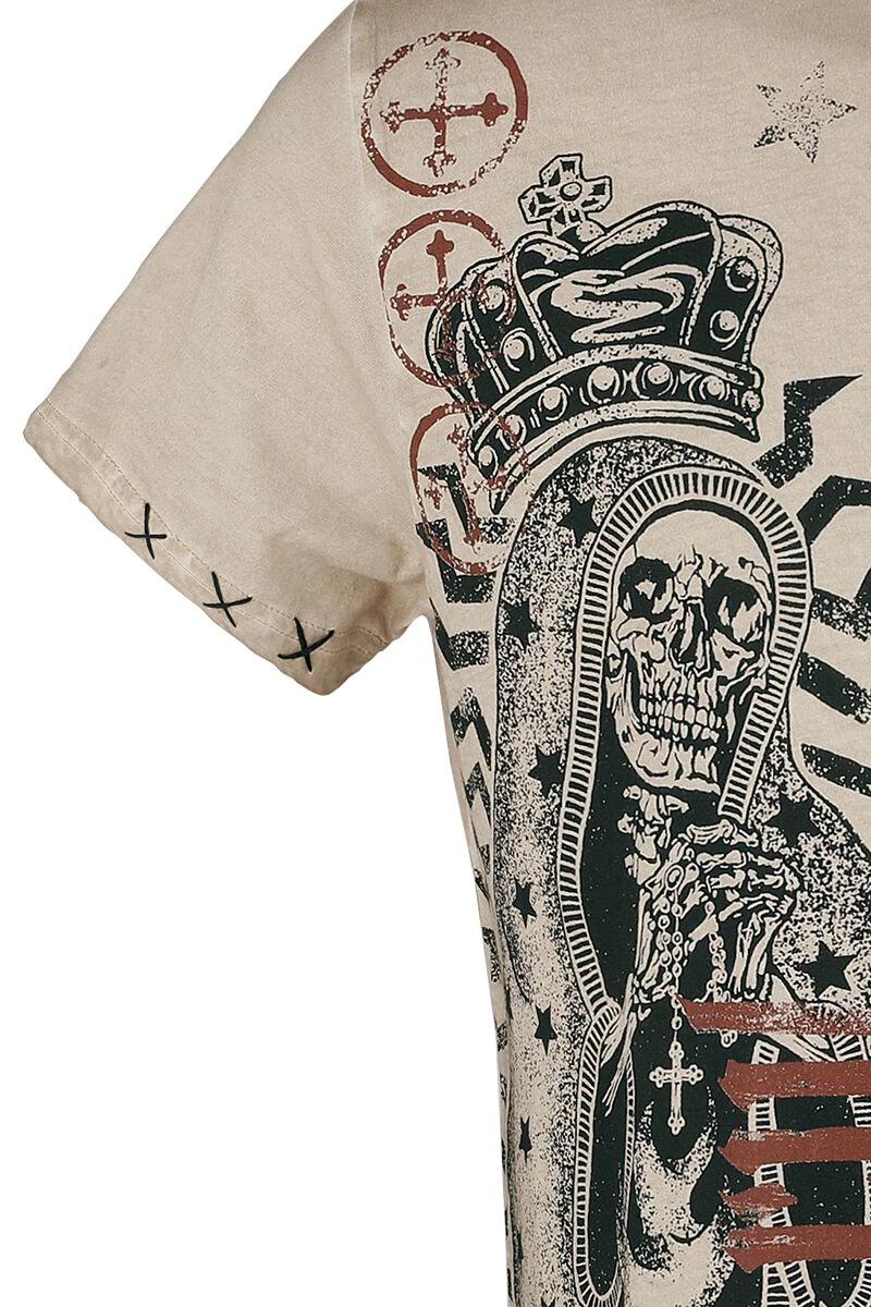 "T-shirt With Skull Print And Slogan" T-Shirt Beige By Rock Rebel By EMP 5 "T-shirt With Skull Print And Slogan" T-Shirt Beige By Rock Rebel By EMP - Image 3