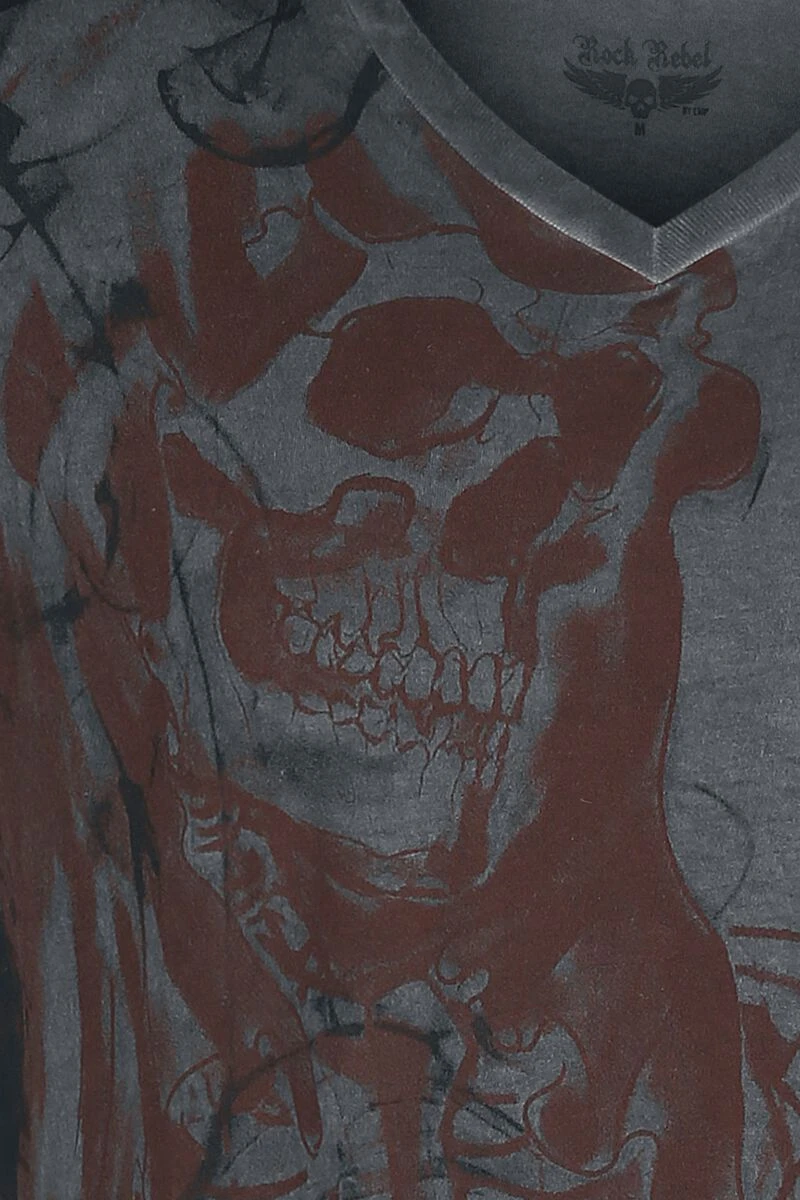 "T-Shirt With Skeleton Print Wash" T-Shirt Grey By Rock Rebel By EMP 5 "T-Shirt With Skeleton Print Wash" T-Shirt Grey By Rock Rebel By EMP - Image 3