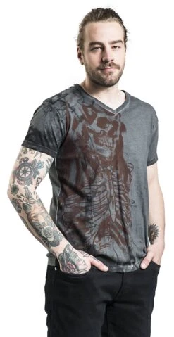 "T-Shirt With Skeleton Print Wash" T-Shirt Grey By Rock Rebel By EMP 10 "T-Shirt With Skeleton Print Wash" T-Shirt Grey By Rock Rebel By EMP -Men Fashion Clothing Store 520179wa