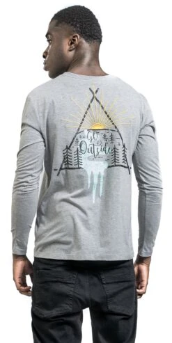 "Long-sleeved Shirt With Forest Print" Long-sleeve Shirt Mottled Grey By RED By EMP -Men Fashion Clothing Store 520246wb