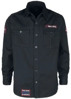 "Long-sleeved Shirt With Patches And Large Back Print" Longsleeve Black By Rock Rebel By EMP