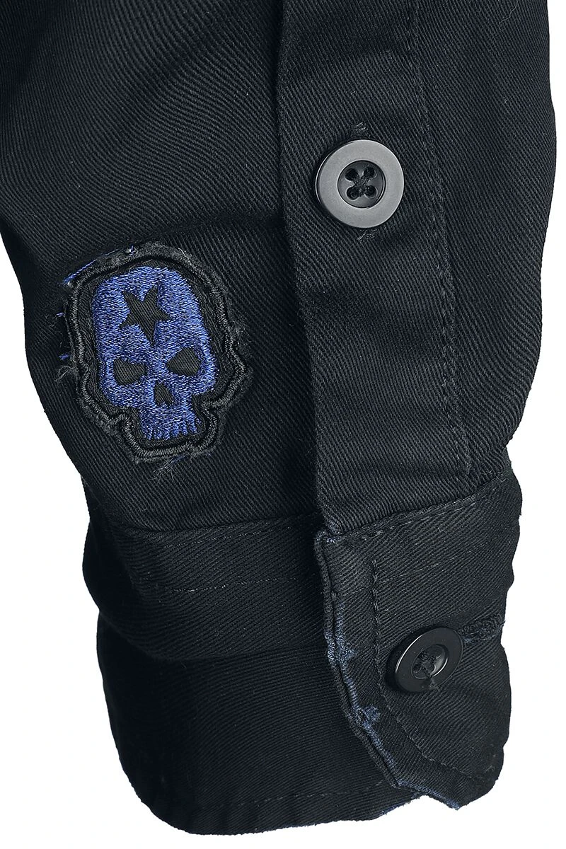 "Long-sleeved Shirt With Patches And Large Back Print" Longsleeve Black By Rock Rebel By EMP 5 "Long-sleeved Shirt With Patches And Large Back Print" Longsleeve Black By Rock Rebel By EMP - Image 3