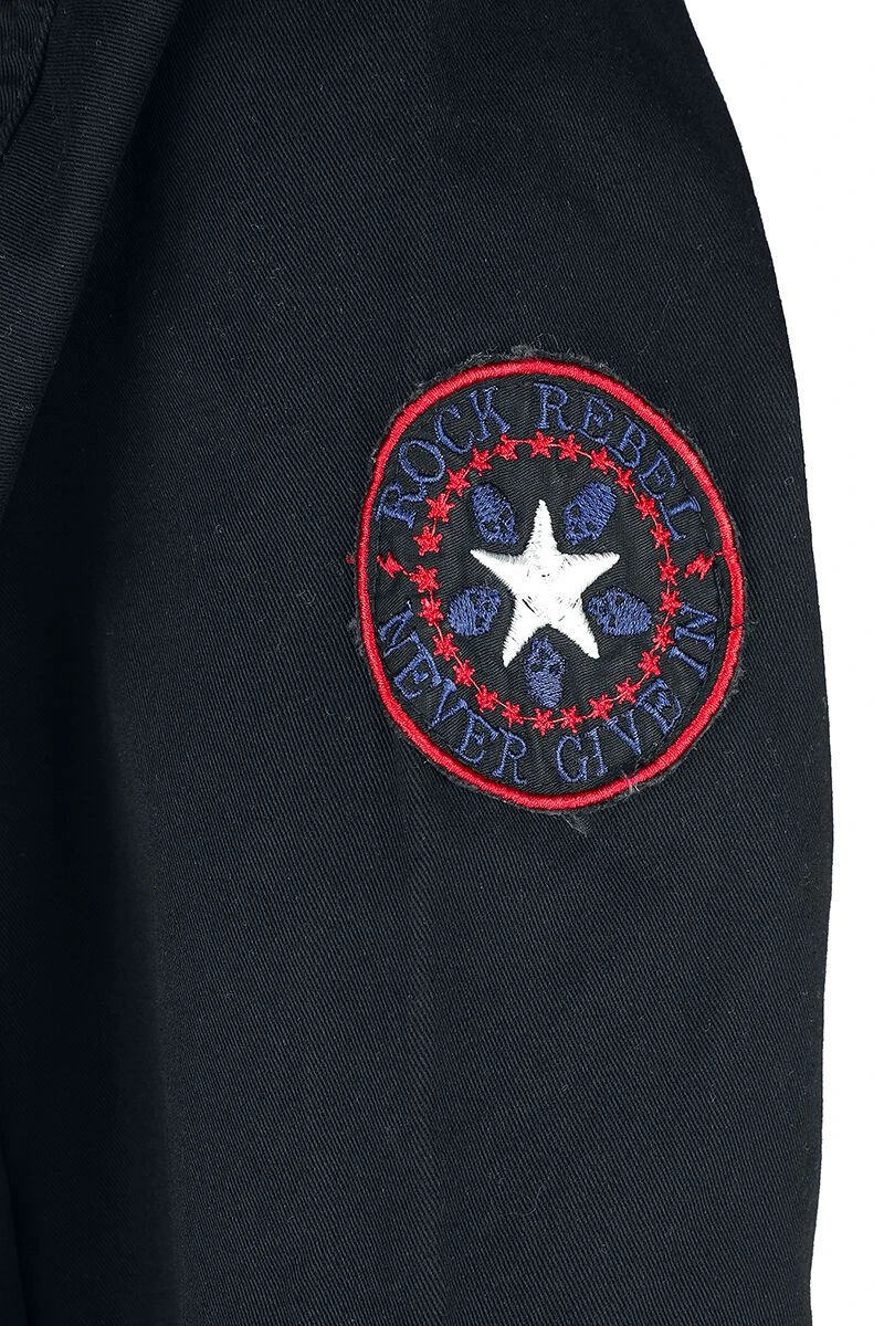 "Long-sleeved Shirt With Patches And Large Back Print" Longsleeve Black By Rock Rebel By EMP 6 "Long-sleeved Shirt With Patches And Large Back Print" Longsleeve Black By Rock Rebel By EMP - Image 4