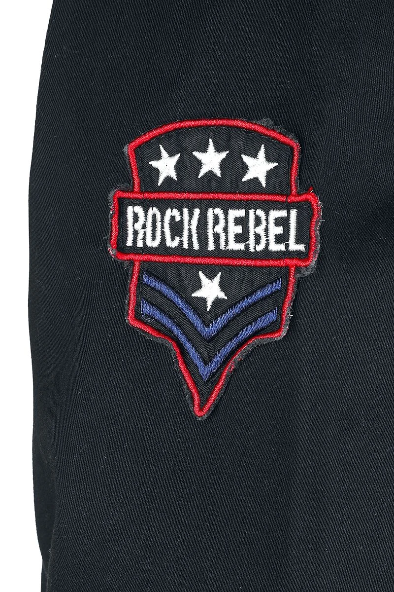 "Long-sleeved Shirt With Patches And Large Back Print" Longsleeve Black By Rock Rebel By EMP 7 "Long-sleeved Shirt With Patches And Large Back Print" Longsleeve Black By Rock Rebel By EMP - Image 5