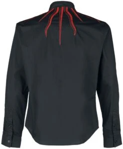 "Shirt With Flame Embroidery On The Collar" Longsleeve Black By Gothicana By EMP 8 "Shirt With Flame Embroidery On The Collar" Longsleeve Black By Gothicana By EMP -Men Fashion Clothing Store 520878b