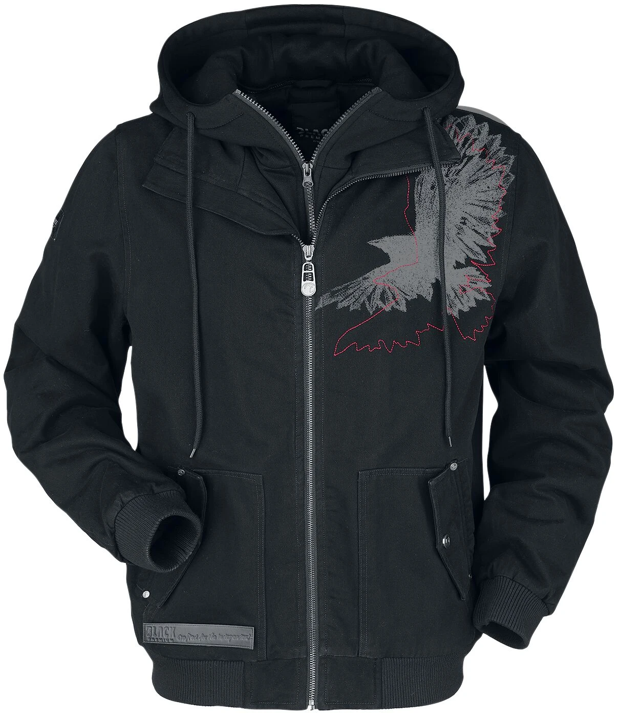 "Between-seasons Jacket With Raven Print" Between-seasons Jacket Black By Black Premium By EMP 3 "Between-seasons Jacket With Raven Print" Between-seasons Jacket Black By Black Premium By EMP