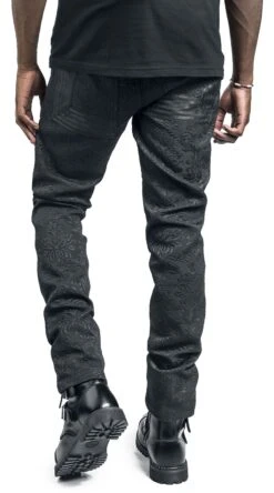 "Trousers With Brocade Pattern" Cloth Trousers Black By Gothicana By EMP -Men Fashion Clothing Store 521919wb