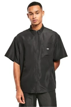 "Recycled Nylon Shirt" Short-sleeved Shirt Black By Urban Classics -Men Fashion Clothing Store 521961wa